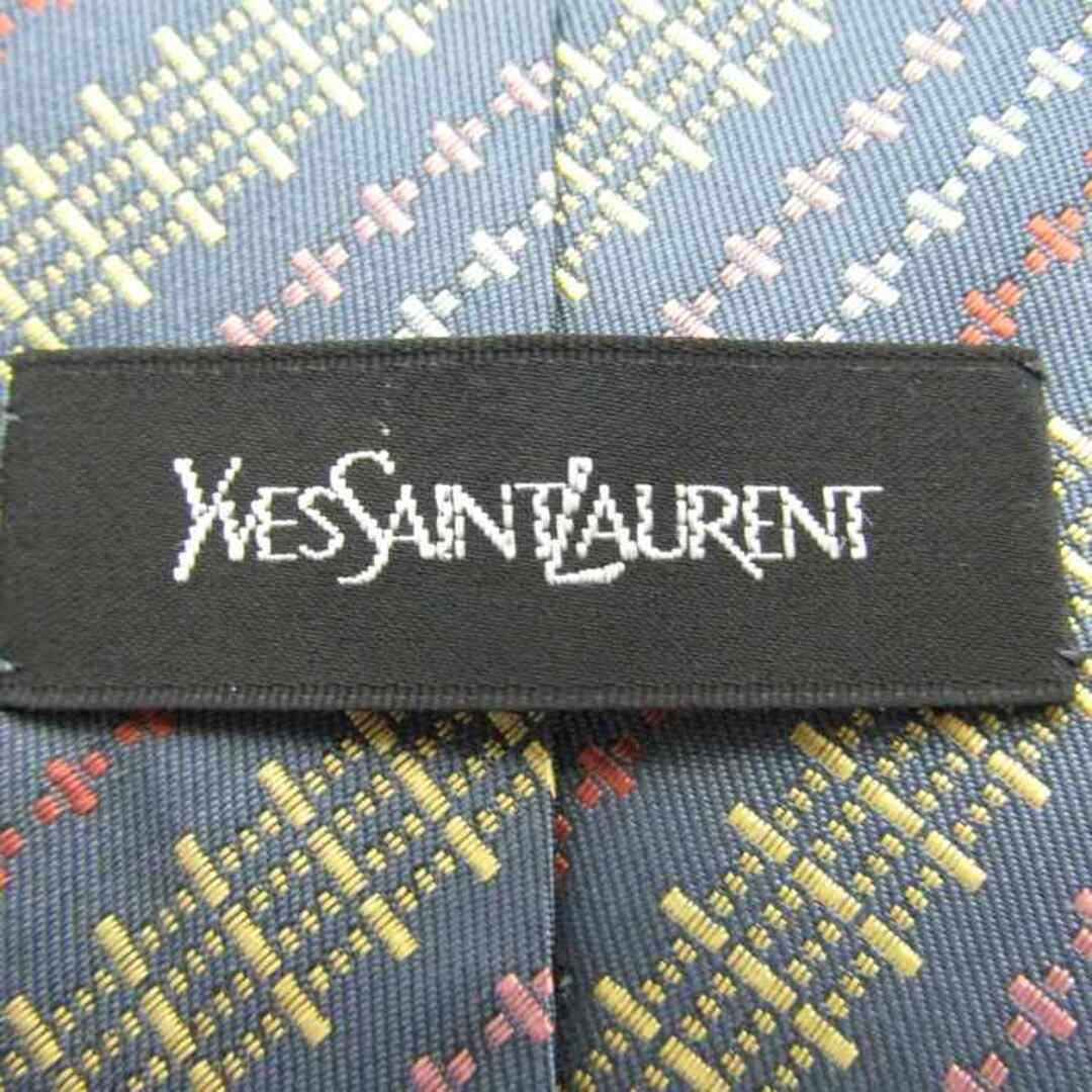 ネクタイ 美品 イヴサンローラン YSLロゴ ドット柄 ブラウン メンズ 白