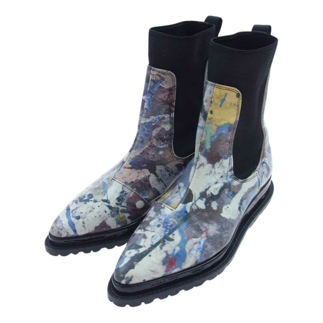 Sacai サカイ ブーツ 19AW 19-04789 Jackson Pollock Studio ジャクソン ポロック 総柄 プリント サイドゴアブーツ ブラック系 マルチカラー系 COL.926 38【美品】