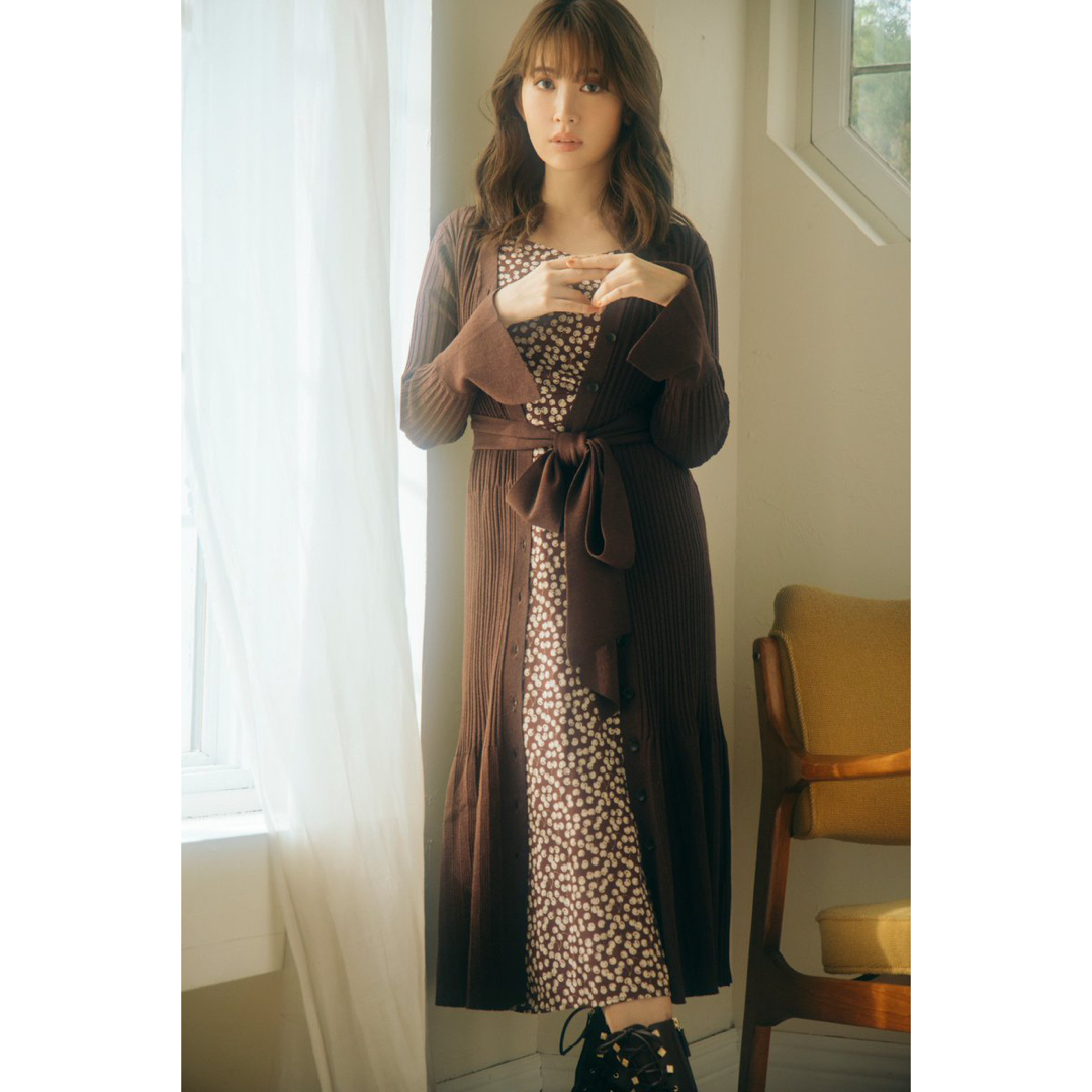 【Her lip to】Ribbed-knit Long Cardigan