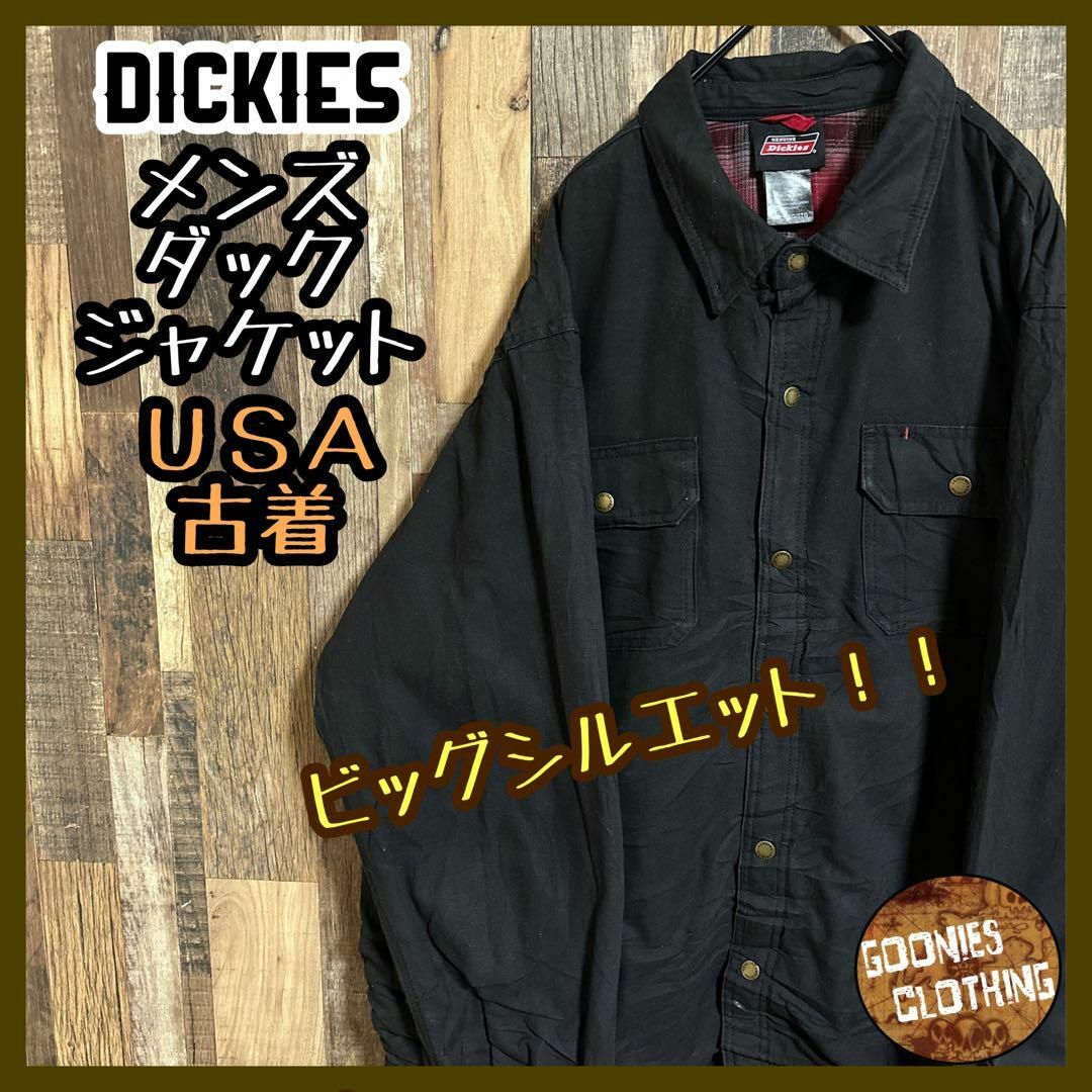 レアUS古着○ディッキーズ ダックジャケット コート ブラック メンズ3XL-