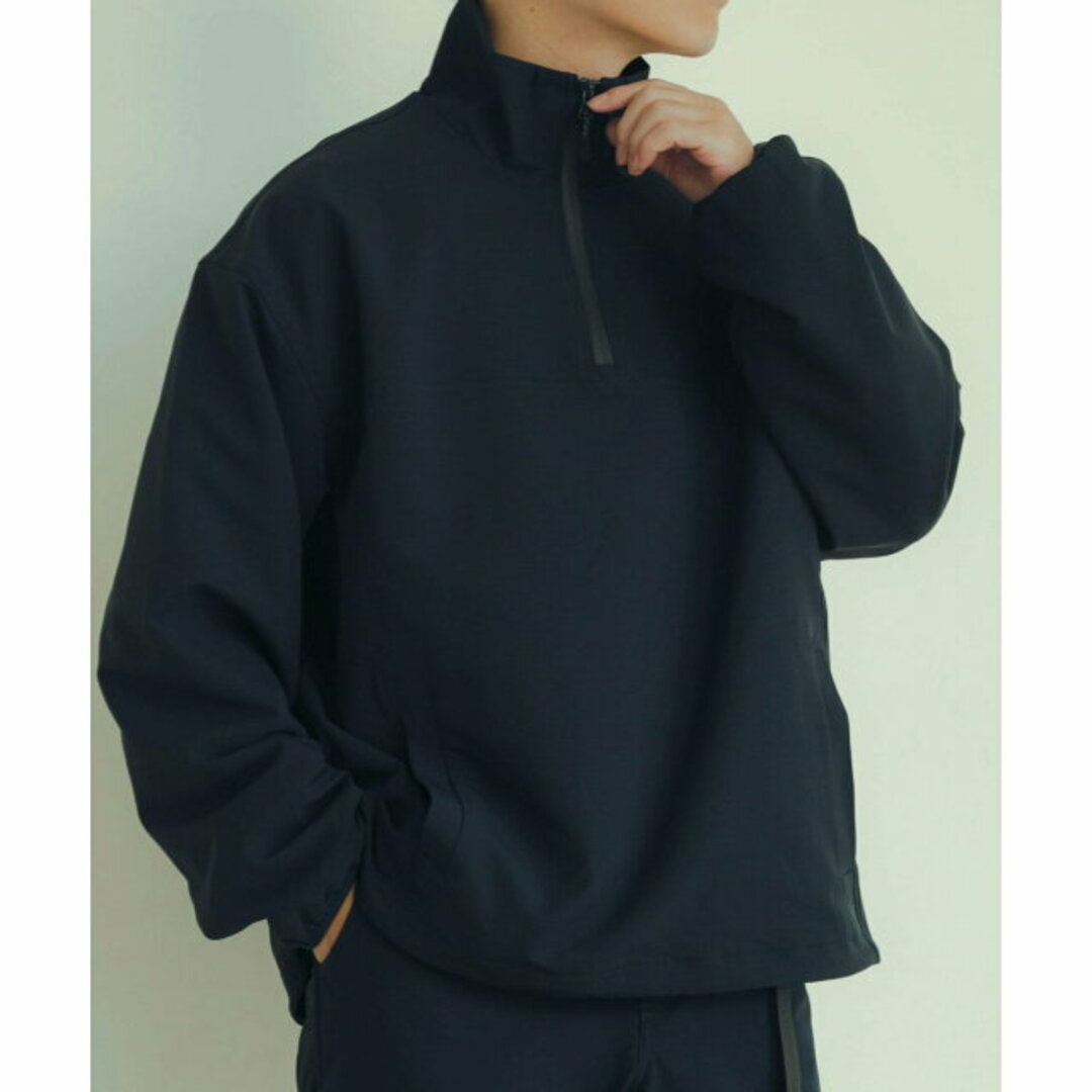 【BLK】撥水*ストレッチナイロンハーフZIPジャケット