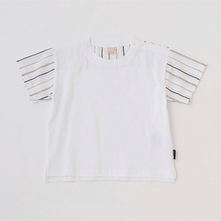 プティマイン(petit main)の【新品、未使用】 petit main 袖柄布帛半袖T(Tシャツ/カットソー)
