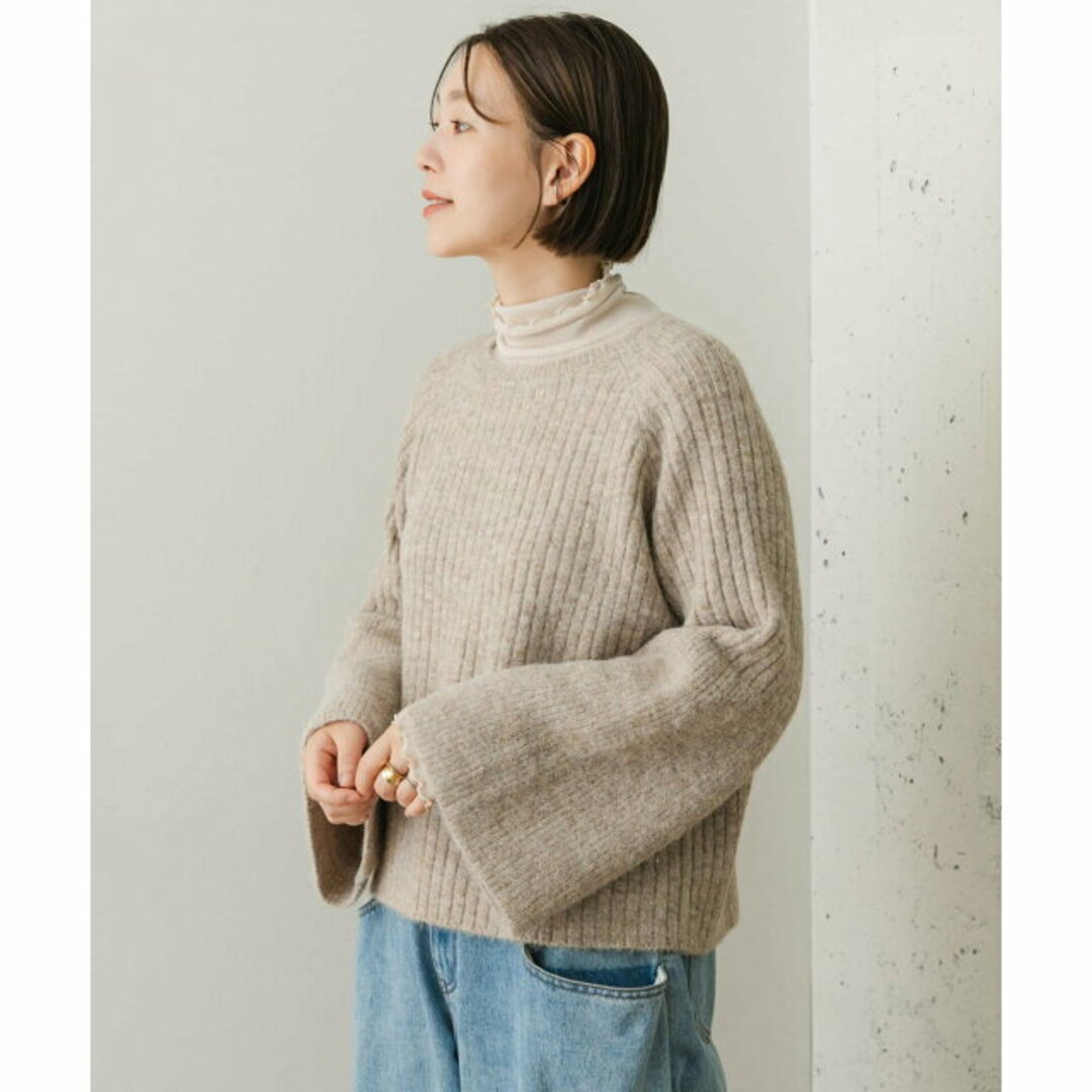 URBAN RESEARCH ROSSO(アーバンリサーチロッソ)の【BEIGE】F by ROSSO ワイドリブフレアスリーブニット レディースのトップス(ニット/セーター)の商品写真