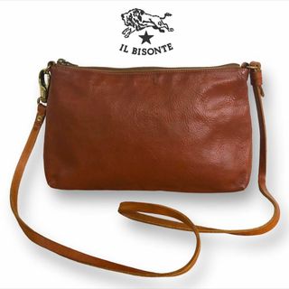 【送料無料】★IL BISONTE レザーショルダーバッグ ブランドロゴ型押し