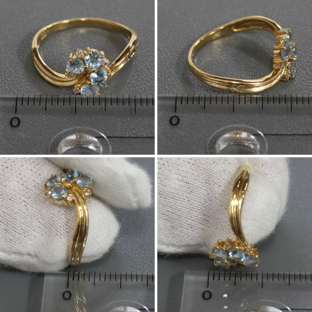 K18ブルートパーズダイヤモンドリング D0.04 2.0g #11 レディースのアクセサリー(リング(指輪))の商品写真