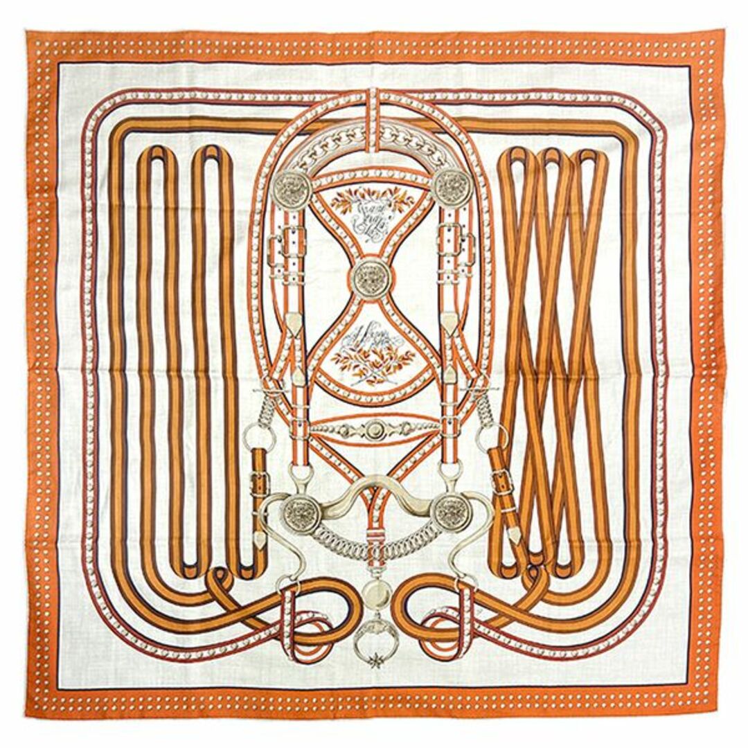HERMES - エルメス カレ ジェアン 140 スカーフ レディース カシミヤ シルク オレンジ 新品同様 4094