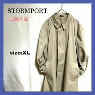 90s US古着 STORMPORT ステンカラー ライニングロングコート XL(チェスターコート)