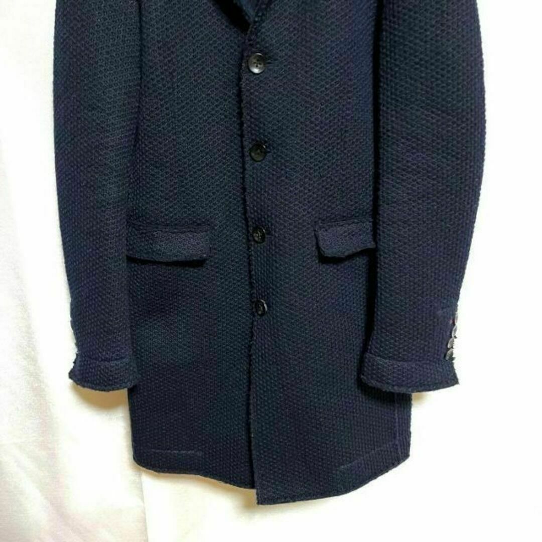 希少 MASON’S ウール チェスターコート ネイビー 3D素材 ブルガリア製 メンズのジャケット/アウター(チェスターコート)の商品写真