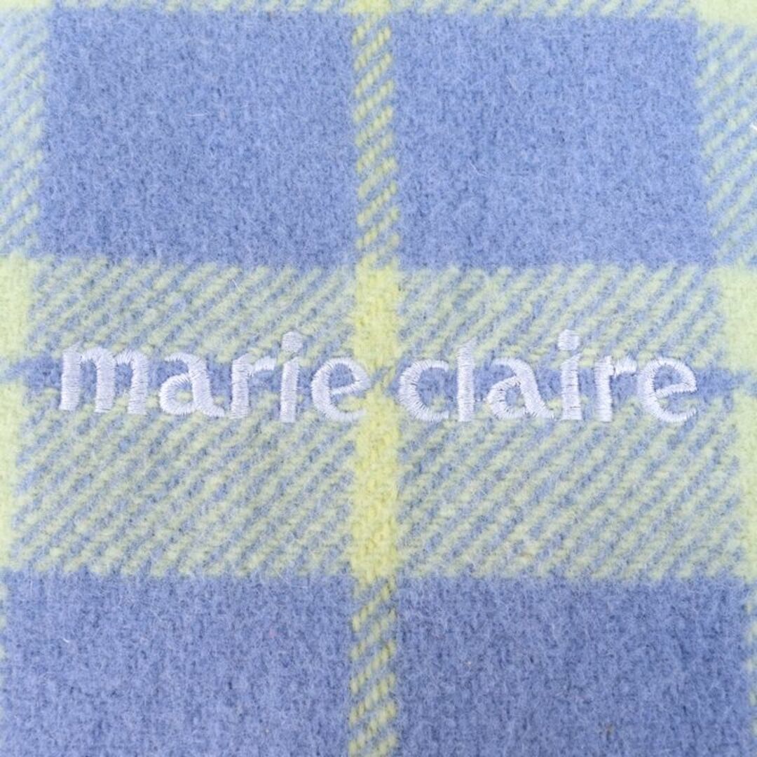 Marie Claire(マリクレール)のマリクレール ひざ掛け ストール チェック ロゴ 大判 フリンジ ブランド 小物 レディース ブルー mariclaire レディースのファッション小物(ストール/パシュミナ)の商品写真