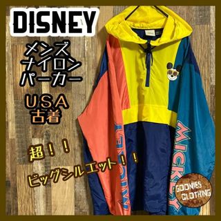 ミッキーマウス MICKEYMOUSE ベンチコート【L】ビックサイズ 紺 黄色