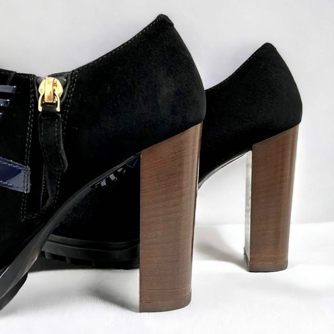 TOD'S(トッズ)のトッズ スエード パンプス ブーティ ブラック 23cm チャンキー レディースの靴/シューズ(ブーティ)の商品写真