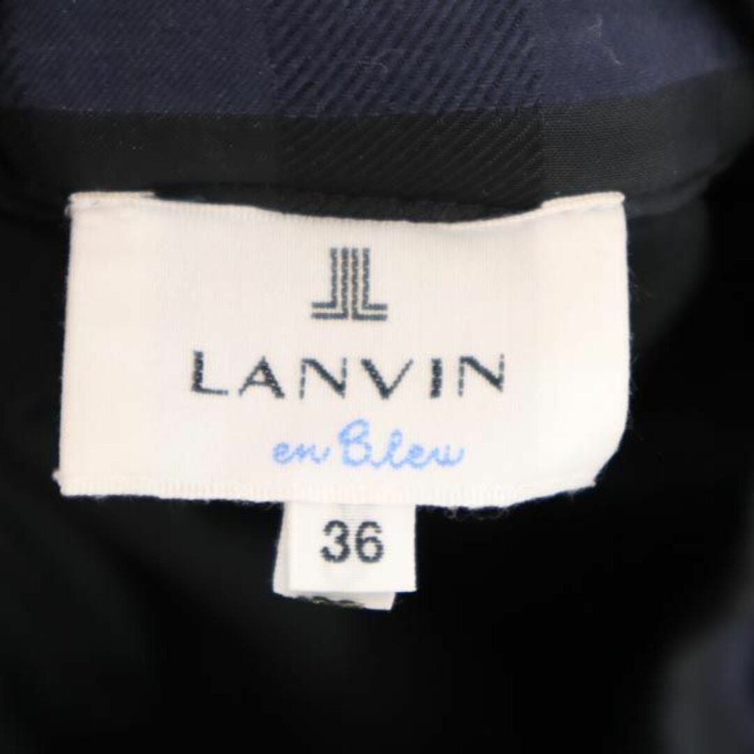 ランバンオンブルー チェック スカンツ 36 ネイビー系 LANVIN en Bleu バックジップ レディース   【231003】 7