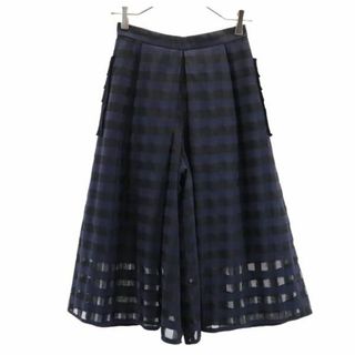 ランバンオンブルー(LANVIN en Bleu)のランバンオンブルー チェック スカンツ 36 ネイビー系 LANVIN en Bleu バックジップ レディース 【中古】  【231003】(その他)