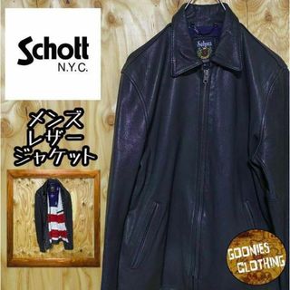 ショット(schott)のレザージャケット ショット シングル ブラック USA古着 90s 革ジャン(レザージャケット)