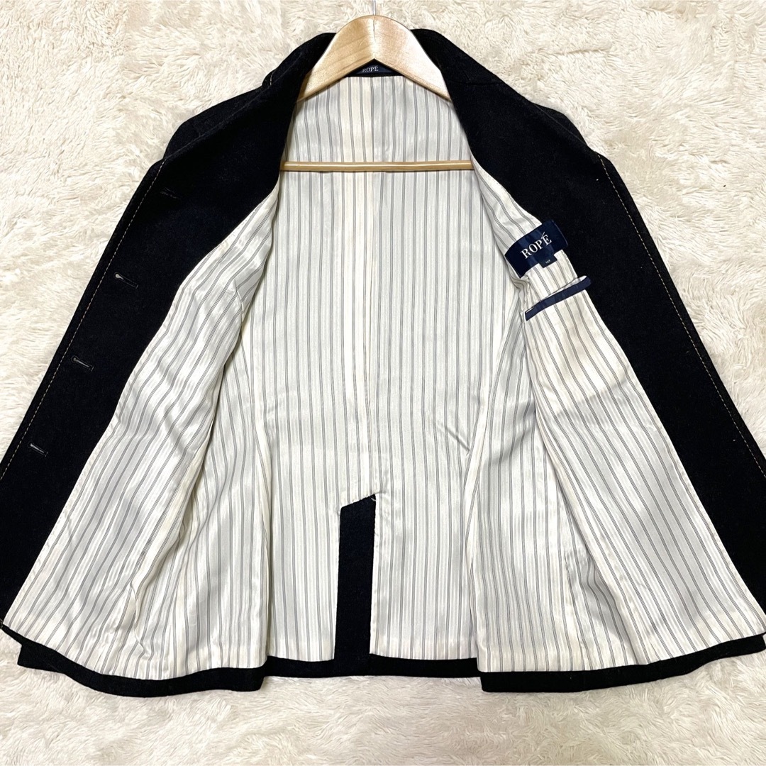 【美品】ROPE ロペ セットアップ ウール ステッチ入り ブラック 9AT M