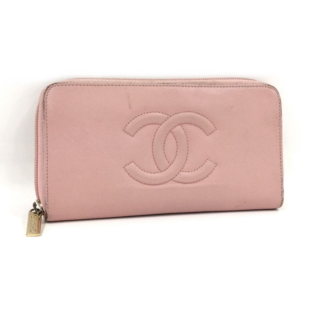 CHANEL(シャネル)のCHANEL ラウンドファスナー長財布 ココマークステッチ レザー ピンク レディースのファッション小物(財布)の商品写真