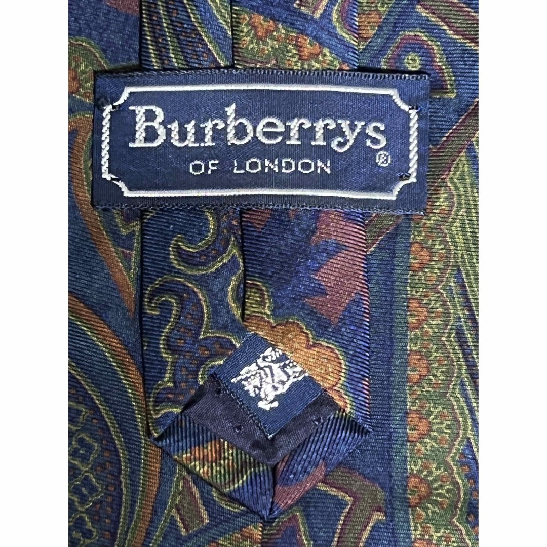 ✨️極美品✨️ BURBERRY アラベスク柄 ネイビー系 総柄 ペイズリー-