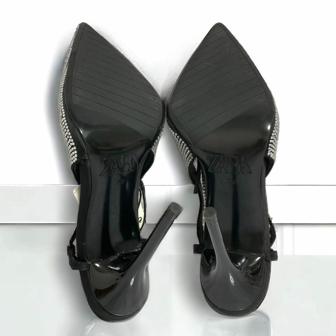 ZARA ザラ パンプス バックストラップ 巻付け クリスタル 23cm レディースの靴/シューズ(ハイヒール/パンプス)の商品写真