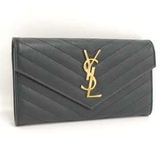 サンローラン(Saint Laurent)のYves Saint Laurent 二つ折り長財布 レザー ブラック(財布)