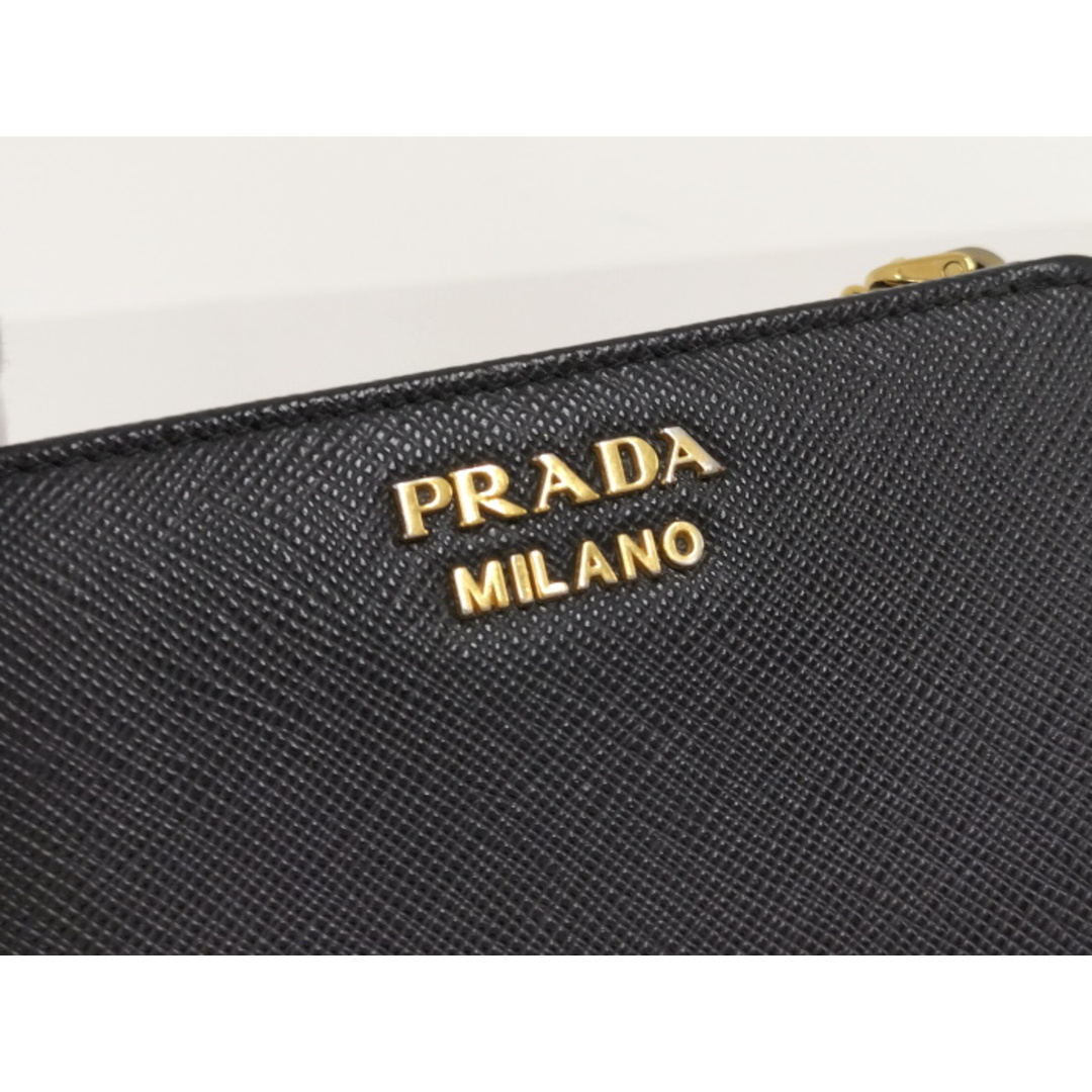 PRADA(プラダ)のPRADA L字ファスナー 二つ折り財布 サフィアーノ レザー ブラック レディースのファッション小物(財布)の商品写真
