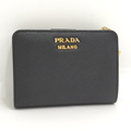 PRADA L字ファスナー 二つ折り財布 サフィアーノ レザー ブラック