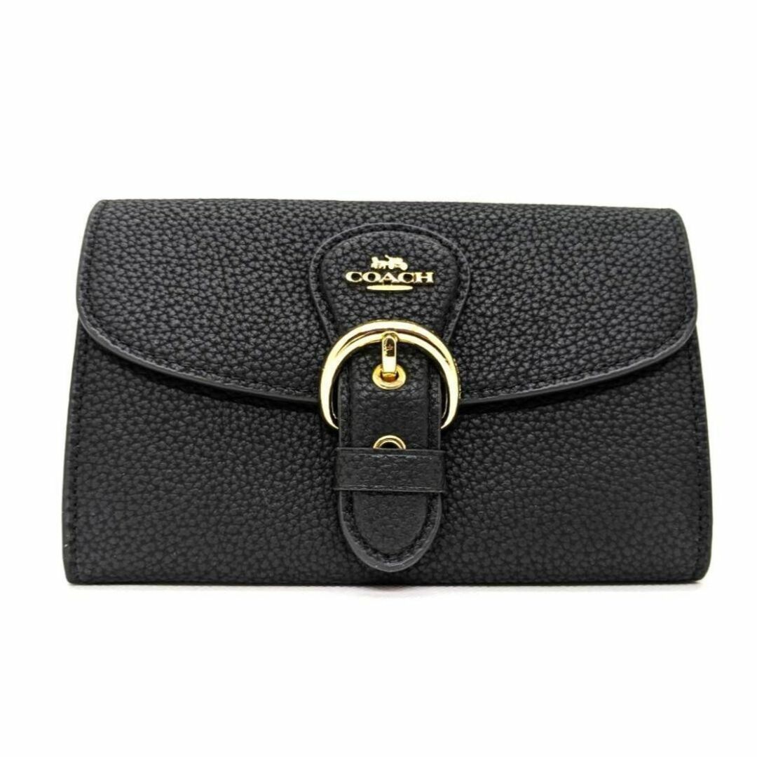 ✨ COACH ペブルド レザー クリオ ウォレット ブラック【秋コーデ】