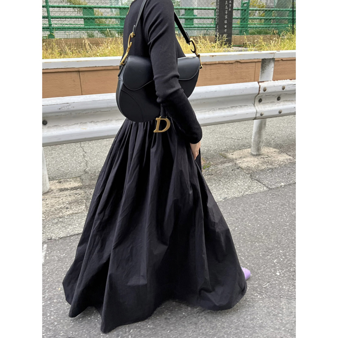 eos  flare dress ロングワンピース フレアロングスカート 黒