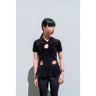 マメ(mame)のFETICO CUTOUT VELOUR T-SHIRT フェティコ(Tシャツ/カットソー(半袖/袖なし))