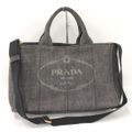 PRADA カナパトート 2WAYハンドバッグ デニムキャンバス グレー