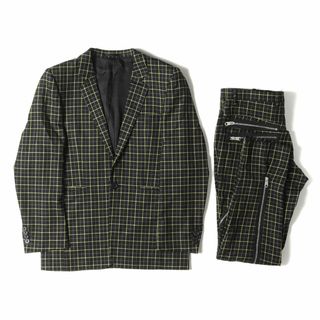 ポールスミス(Paul Smith)のPaul Smith ポールスミス セットアップ サイズ：JKT M PNT L 近年モデル タッタソールチェック ウール 1B テーラード ジャケット ジップ装飾 ボンテージ テーパード スラックス パンツ スーツ ブラック イエロー グレー【メンズ】【中古】【美品】(セットアップ)