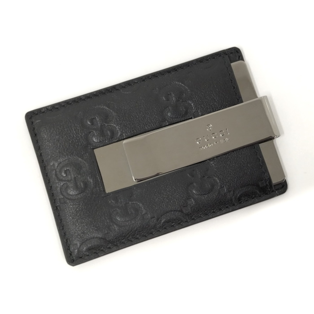 GUCCI - GUCCI シマライン マネークリップ レザー ブラック GUCCI - GUCCI シマライン マネークリップ レザー ブラック