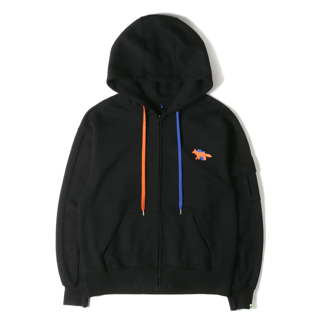 MAISON KITSUNE メゾン キツネ パーカー サイズ:A3 19SS Adererror オーバーサイズ フルジップ スウェット パーカー ブラック 黒 トップス フーディー 【メンズ】【美品】