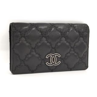 シャネル(CHANEL)のCHANEL ウルトラステッチ 二つ折り長財布 レザー ブラック A69094(財布)