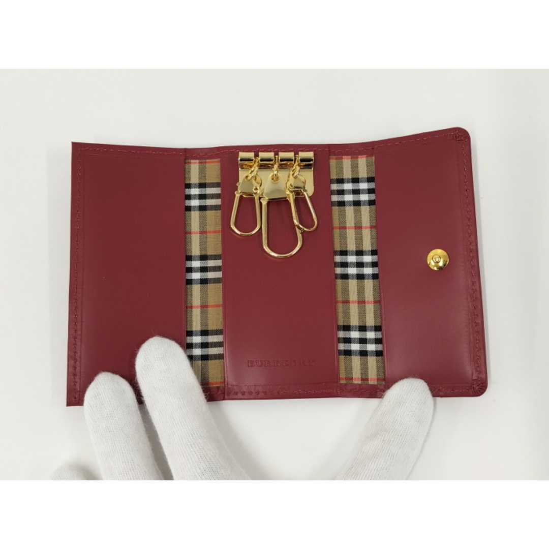 BURBERRY - BURBERRY 3連キーケース ノバチェック レザー レッドの通販 BURBERRY - BURBERRY 3連キーケース ノバチェック レザー レッドの通販