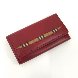 バーバリー(BURBERRY)のBURBERRY 3連キーケース ノバチェック レザー レッド(キーケース)