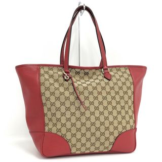 グッチ(Gucci)のGUCCI トートバッグ GGキャンバス レザー ベージュ レッド 449242(トートバッグ)