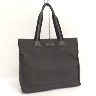 グッチ(Gucci)のGUCCI GG柄トートバッグ ナイロン レザー ブラック 449178(トートバッグ)