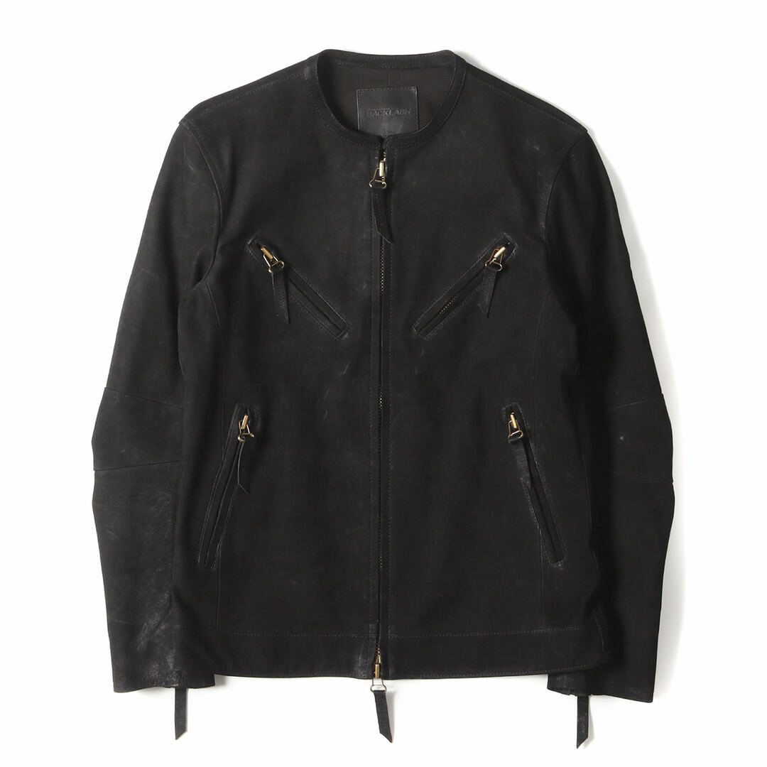 BACKLASH イサムカタヤマ バックラッシュ ジャケット ハイネック ジップ レザージャケット SCREAMING JAY LAYERD BLOUSON シングル ライダース ブルゾン アウター ブラック 黒 M【メンズ】
