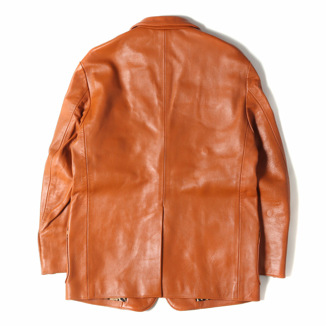 WACKO MARIA ワコマリア ジャケット サイズ:S 22AW 裏地レオパード柄 シープスキンレザー テーラードジャケット LEATHER  JACKET ブラウン 茶色 アウター ブレザー ブルゾン【メンズ】【中古】【美品】