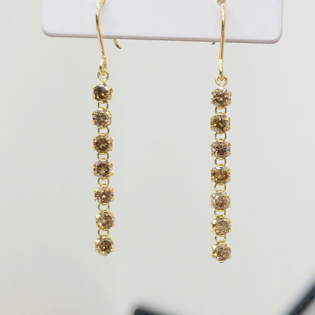 DE-24565 K18YG フックピアス ダイヤモンド 1.00ct-