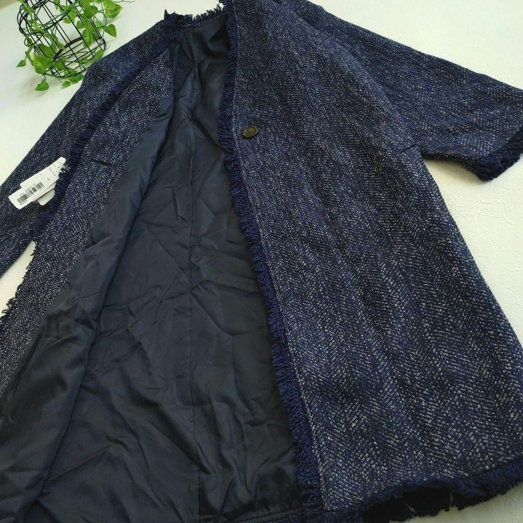 新品 メルロー ロングコート フリンジ 大きいサイズ