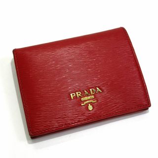 プラダ(PRADA)のPRADA 二つ折り コンパクト財布 レザー レッド 1MV204(財布)