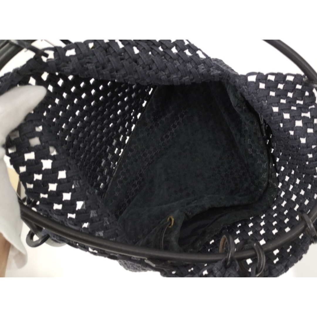 GUCCI - GUCCI ショルダーバッグ 巾着 メッシュ ネイビー 90644 GUCCI - GUCCI ショルダーバッグ 巾着 メッシュ ネイビー 90644