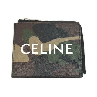 セリーヌ(celine)のセリーヌ CELINE コンパクトジップ 10D88 2DEM カモフラ 迷彩 カードケース付 コインケース PVC グリーン 美品(コインケース)