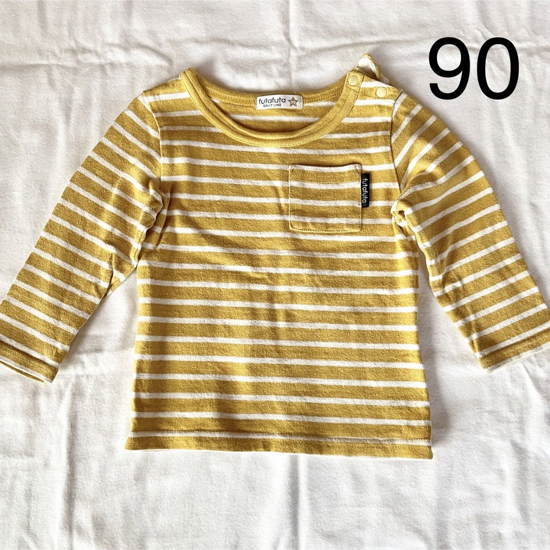 futafuta(フタフタ)のfutafutaボーダーロンT カットソー 90 マスタード キッズ/ベビー/マタニティのキッズ服女の子用(90cm~)(Tシャツ/カットソー)の商品写真