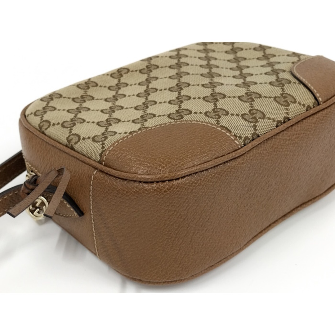 GUCCI - GUCCI ショルダーバッグ GGキャンバス レザー ベージュ GUCCI - GUCCI ショルダーバッグ GGキャンバス レザー ベージュ