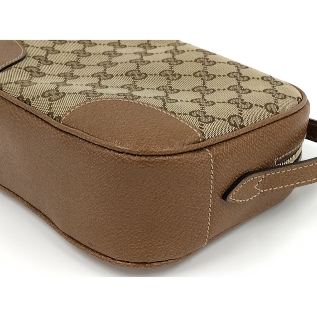 GUCCI - GUCCI ショルダーバッグ GGキャンバス レザー ベージュ GUCCI - GUCCI ショルダーバッグ GGキャンバス レザー ベージュ