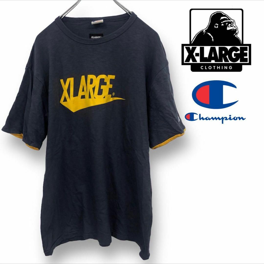 【送料無料】X-LARGE×Champion ランナーズタグ コラボTシャツ