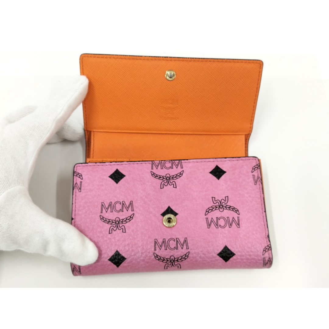 MCM - MCM 三つ折り コンパクト 財布 ヴィセトス レザー ピンク MCM - MCM 三つ折り コンパクト 財布 ヴィセトス レザー ピンク