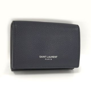 サンローラン(Saint Laurent)のSAINT LAURENT 三つ折り財布 タイニーウォレット レザー ネイビー系(財布)